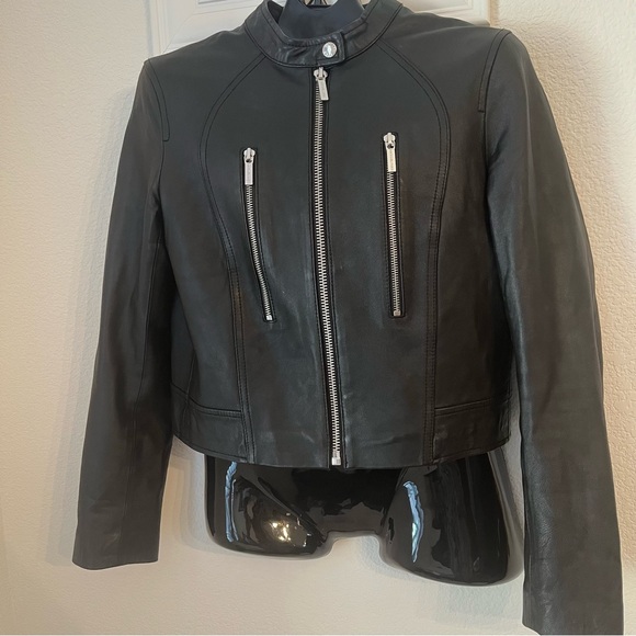 Michael Kors Women's Lamb Leather Moto Jacket, Sz. L - Picture 1 of 10